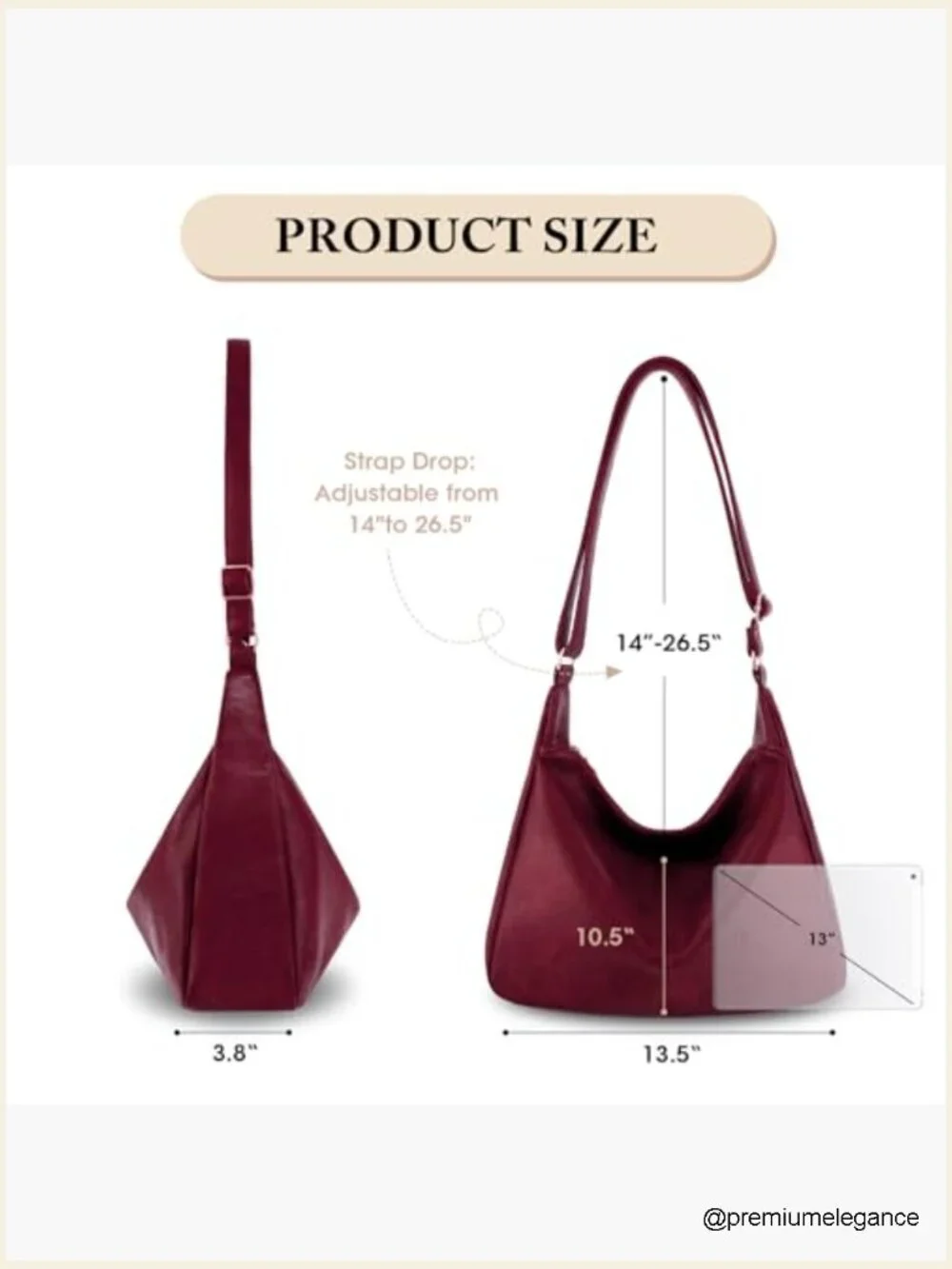 Soft Leather Slouchy Hobo Shoulder Crossbody Bag for Women